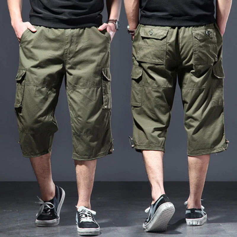 2026 Summer Men Pure Cotton Seven Inch Workwear Shorts Plus Size Loose Fit Bermuda Short Pants Big Fat Guys Daily Sports Outdoor