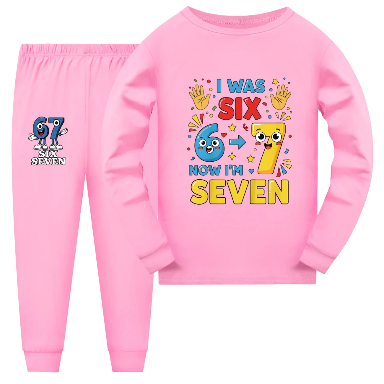 

Kids Clothes Funny Six Seven Brainrot 67 Meme Cartoon Girls Pajama Set Fashion Boys Long Sleeve Pyjamas Children Sleepwear Suit
