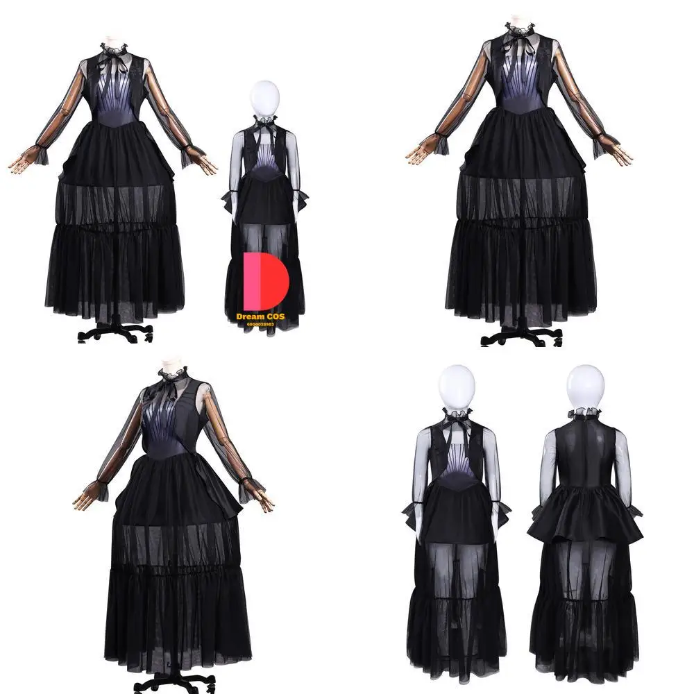 

Popular Movie Character Cosplay Costume Anime Black Hollow Out Dress Protagonist Role Play Comic Con Halloween Party Outfit