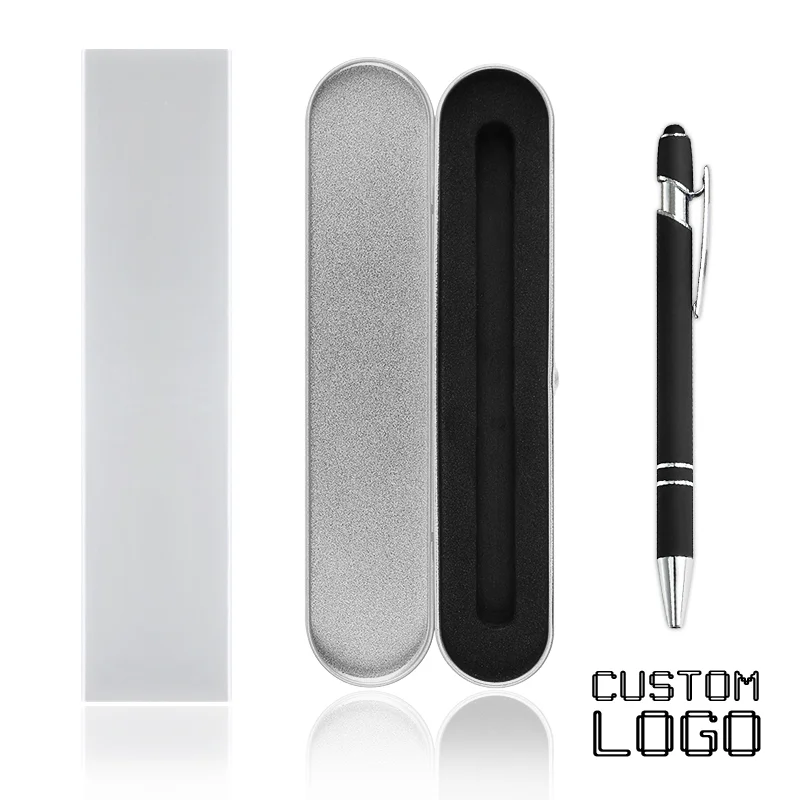 Stylo à bille avec logo personnalisé, coffret cadeau en métal + 1 stylo à signature en métal, coffret cadeau d'affaires, fournitures scolaires et de bureau