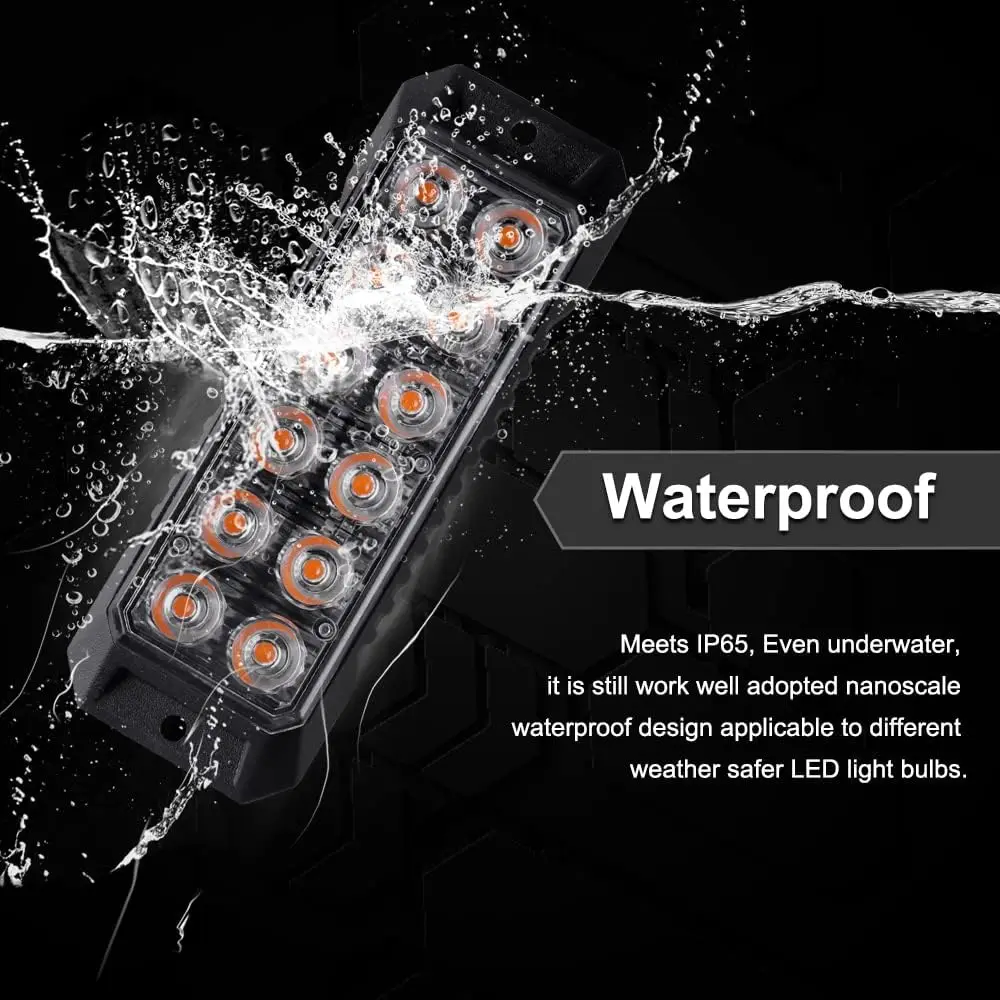 New12-LED Flashing Strobe for 12-24V Trucks Car Vehicle LED Mini Grille Head Emergency Beacon Hazard Warning Lights