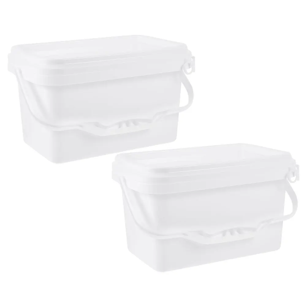 

2 Pcs White Paint Bucket 0.5 Gallon Rectangle Lid Containers PP Plastic Storage Empty Favor Long Lasting