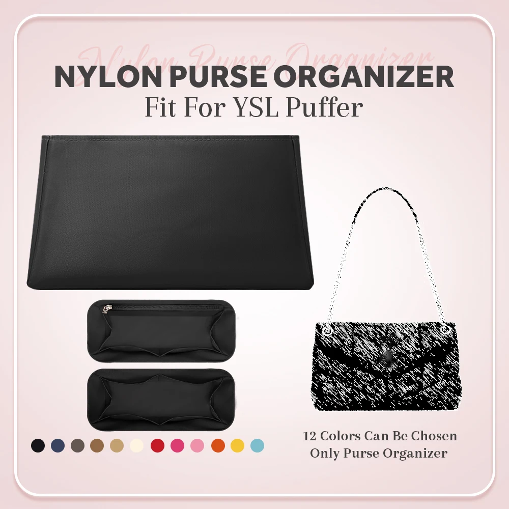 

Nylon Purse Organizer Insert, Small Inner Liner Bag In Bag Storage Organizer Insert Fit for YSL Puffer Handbag Inside Bag Insert