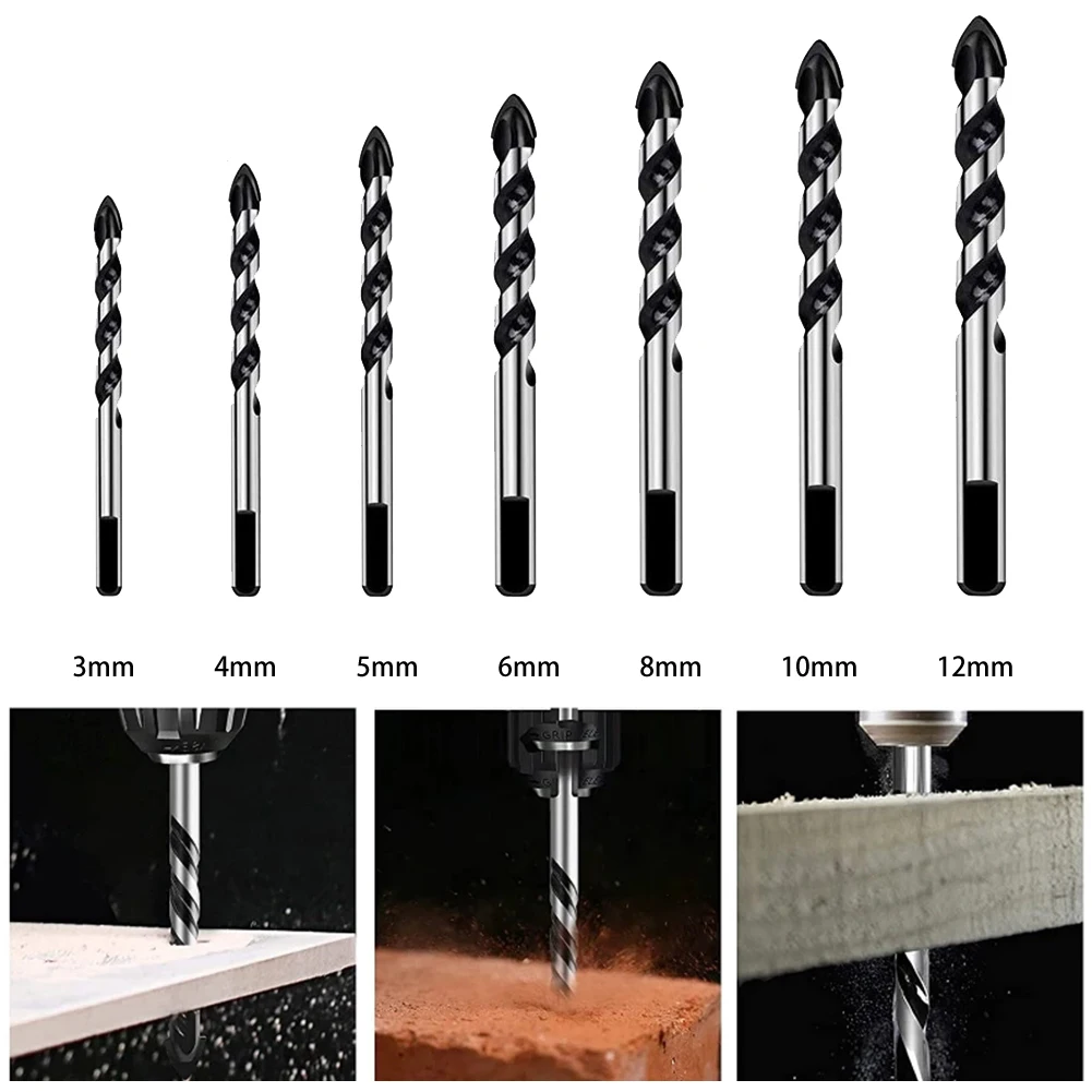 Juego de brocas triangulares multifuncionales para vidrio y azulejo, puntas de carburo para decoración del hogar y proyectos de bricolaje