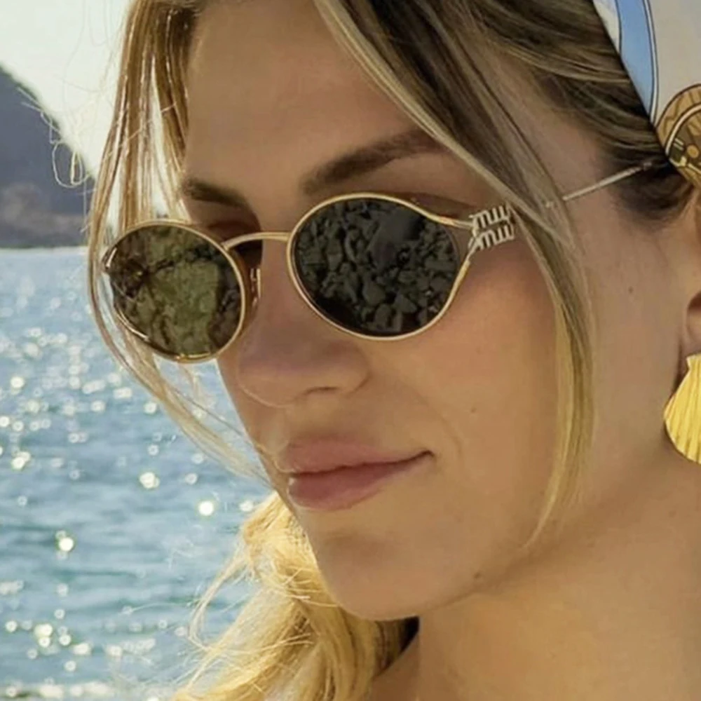 موضة البيضاوي النظارات الشمسية النساء الرجال الفاخرة مصمم إطارات معدنية نظارات شمسية الإناث التدرج ظلال نظارات UV400 دي سول Oculos