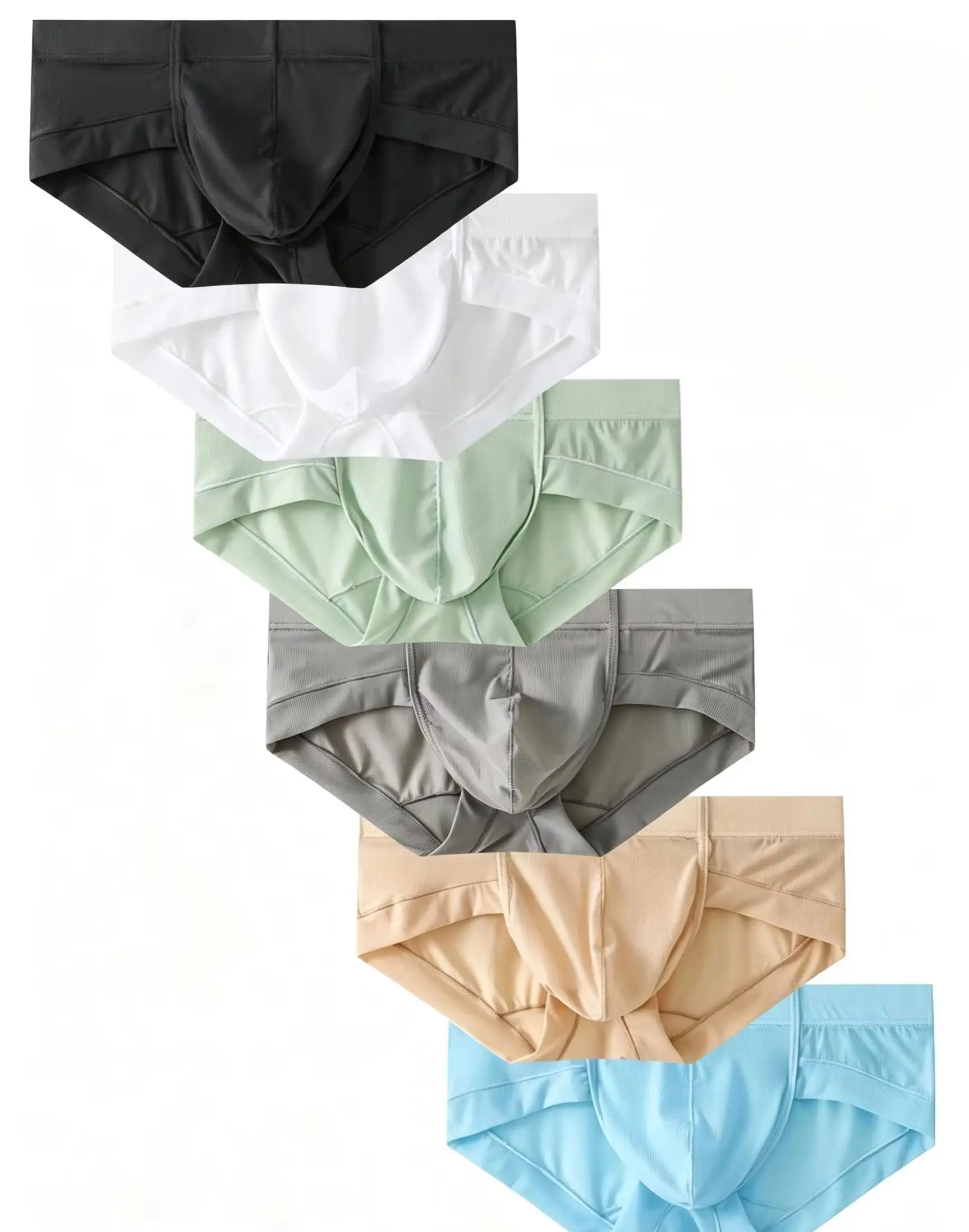 2Pcs Men's Ice Silk Ribbed Briefs with Pouch Design Lightweight Breathable Summer Underwear Male Comfortable Random Pack
