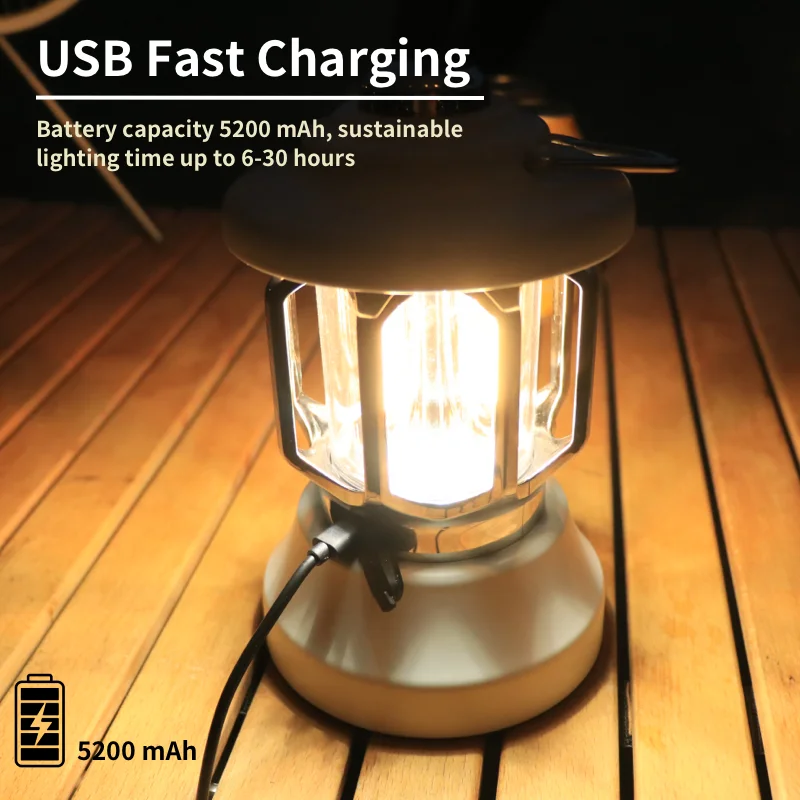 WARSUN CP19 Retro Barn Lantern - Hanging Outdoor Camping Light, 600Lm Brightness, IP44 Waterproof, 30-Hour Runtime