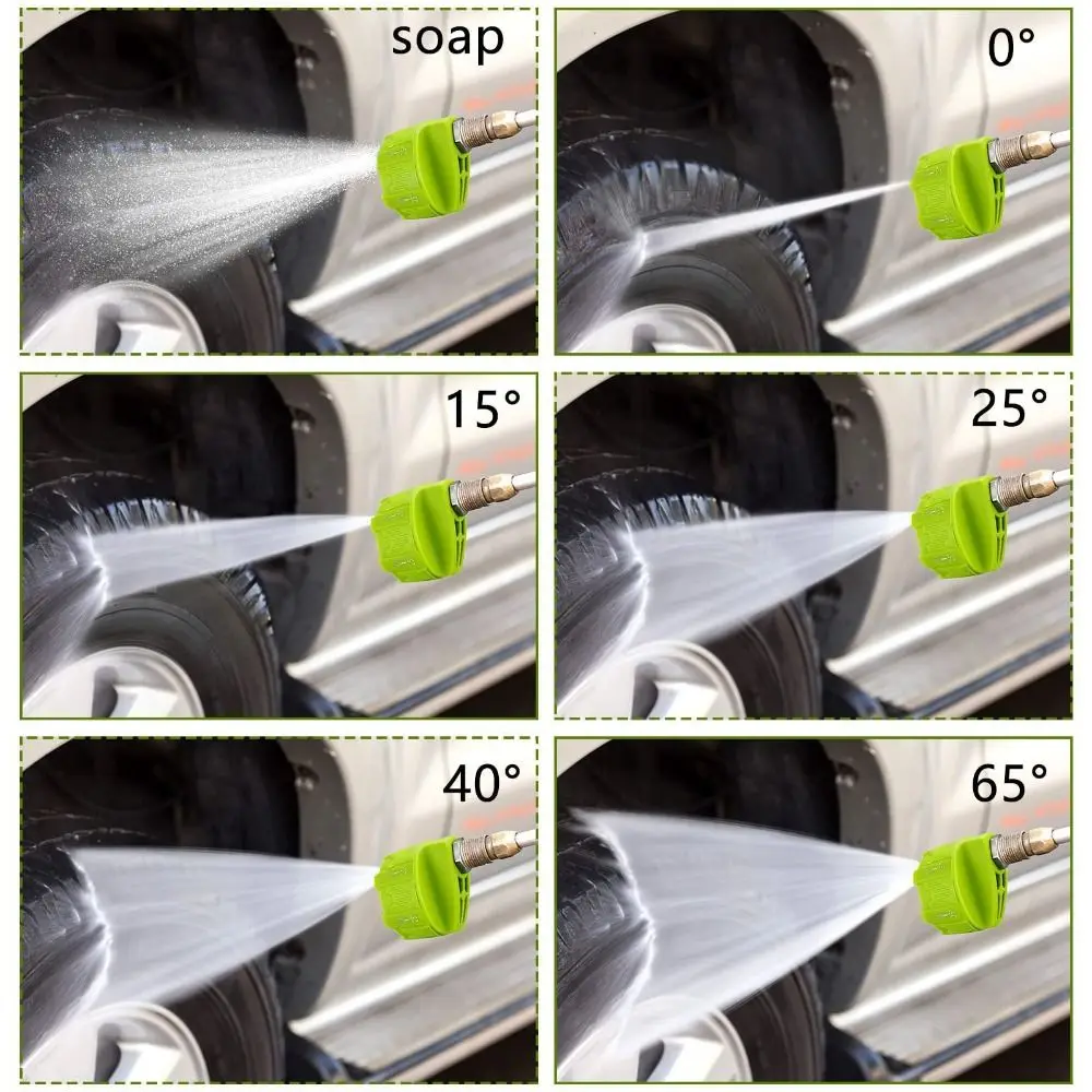 6in1 Design Pressure Washer Nozzle 0 15 25 40 Degree Rotation Watering Quick Connect Nozzle 1/4Inch Connector Change-Over Nozzle