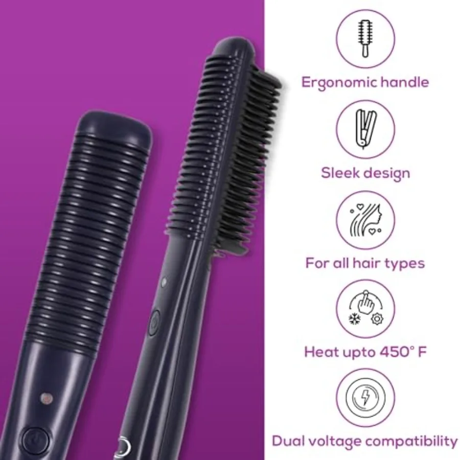 أداة تجعيد وتمليس الشعر 2 في 1 للشعر المجعد الناعم والمجعد مع تقنية أيونية وتسخين سريع حتى 450 فهرنهايت احترافي #4