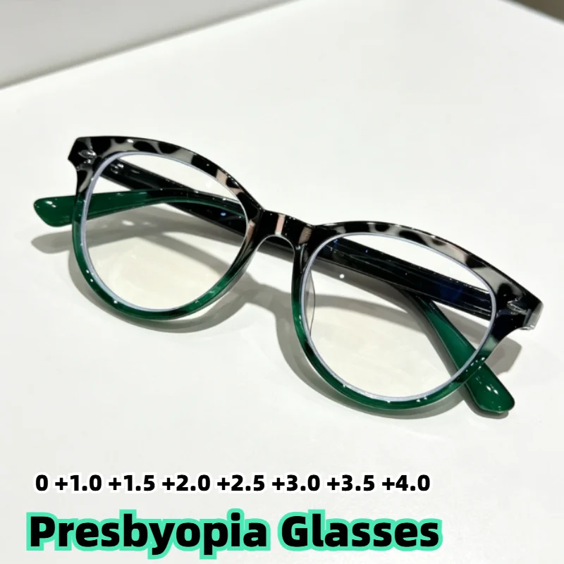 

Gradient Green Cat Eye Presbyopia Glasses Unisex Anti Blue Light Reading Glasses with Diopters 0 To +4.0 Fashion Eyeglasses
