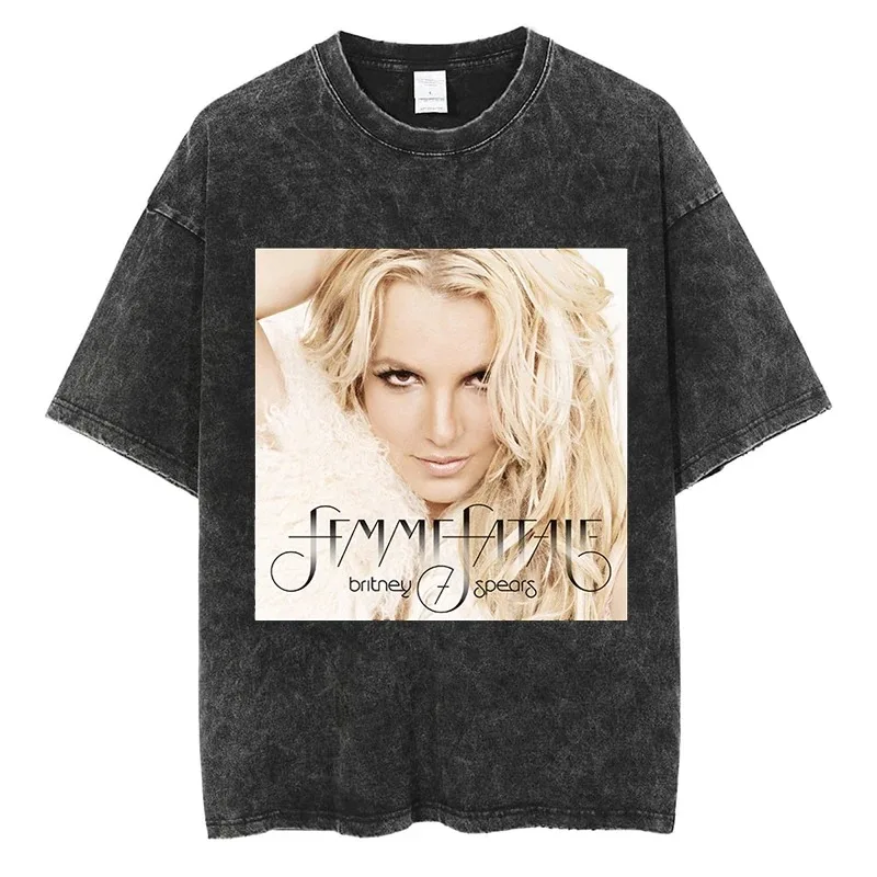 Singers Britney Spears Graphic T-shirt Music Cover Print Tees Quality Cotton Vintage Oversized Short Sleeve Men Women Streetwear