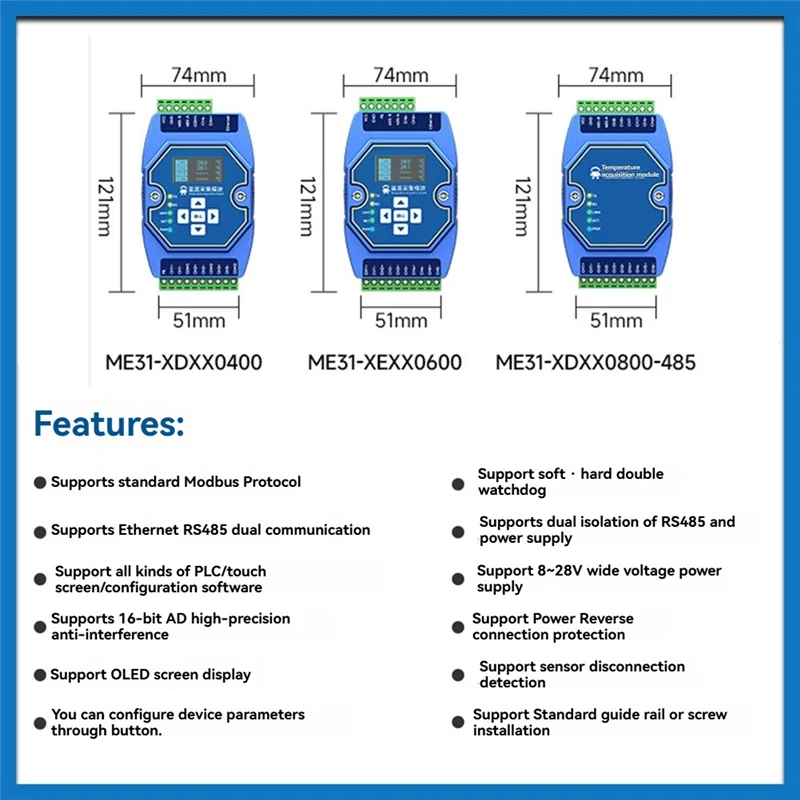 A13E-Multi-Channel Analog And Digital Acquisition Control COJXU ME31-AAAX4220 4DI+2AI+2DO RJ45 RS485 Modbus IP To RTU