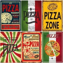 Great Food Vintage Metal Signs Pizza Zone Plaque Pub Bar Home Decoration Best Homemade Posters Italian Pizza Wall Art Plate