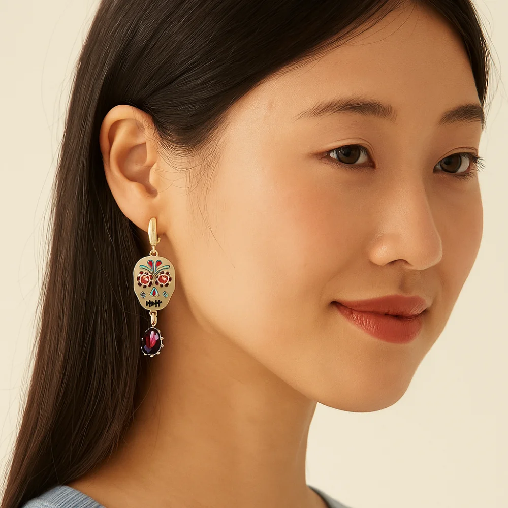 Панк-индивидуальный металлический кулон с черепом, ожерелье, литературный комплект ювелирных изделий, цепочка на ключицу, трендовые модные винтажные серьги на Хэллоуин