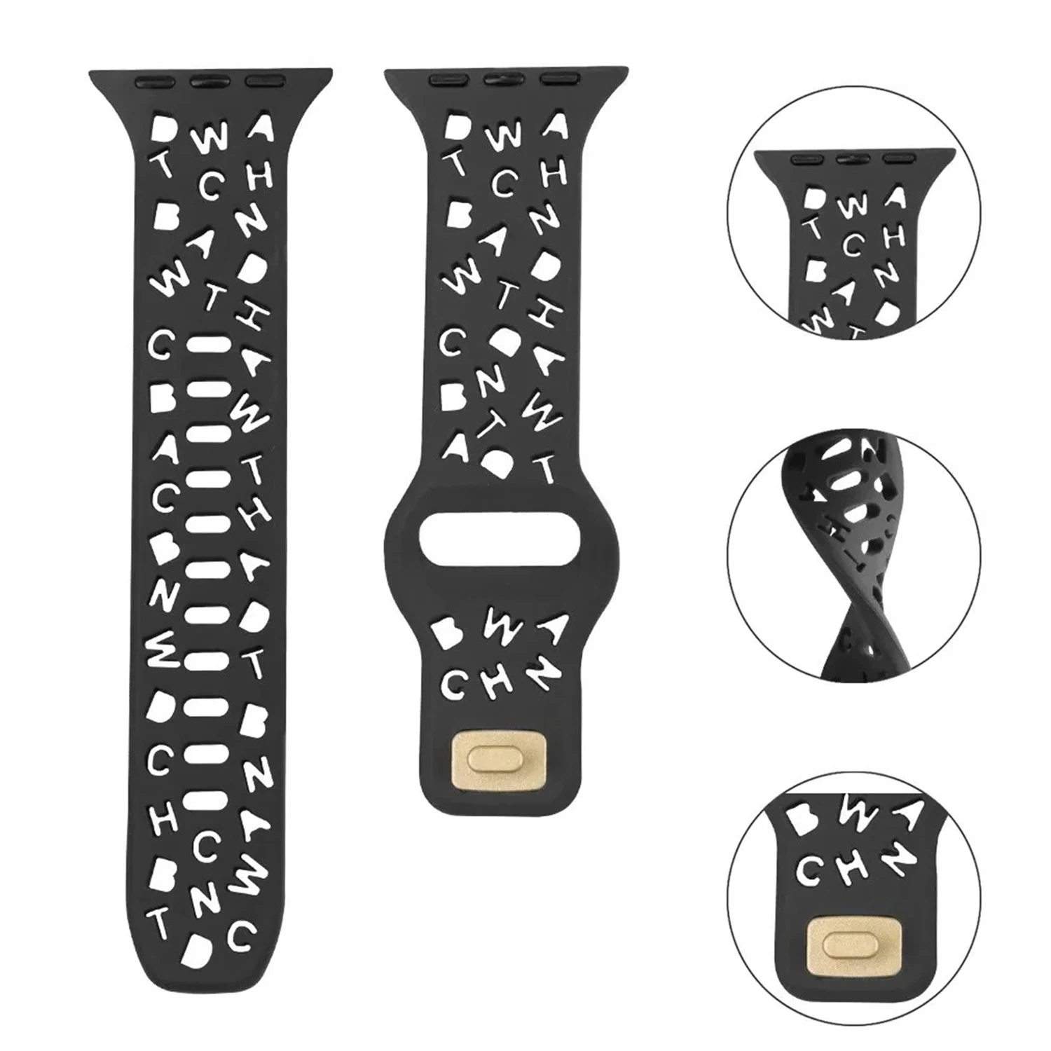 Breathable Letter Silicone Strap For Apple Watch 11 10 9 8 7 46mm 45mm 44mm 42mm 41mm 40mm Ultra 49mm Sport Bracelet For iWatch