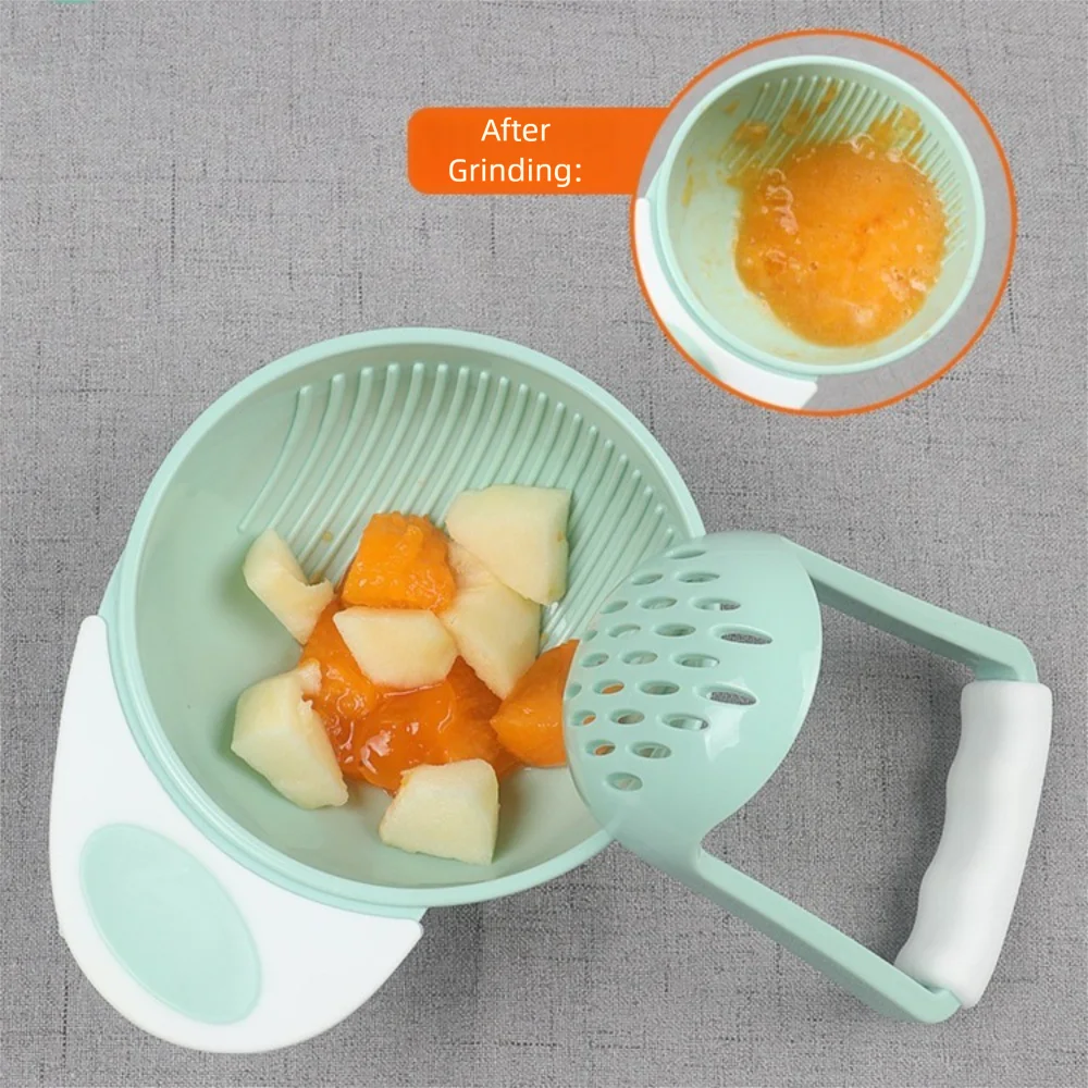 

Solid Color Baby Supplementary Food Grinder Grinding Rod Sleeve Labor-saving Design Food Grinding Bowl Grinding Handle