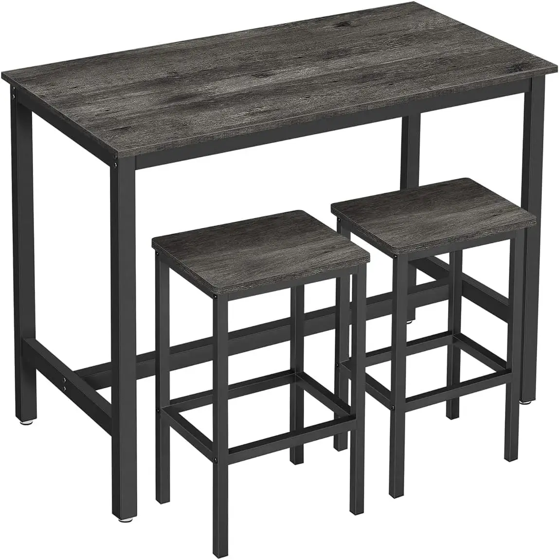 Chulovs Dining Table Set, Bar Table and Chairs Set, Kitchen Bar Height Table with Stools Set of 2, Steel Frame, Industrial Style