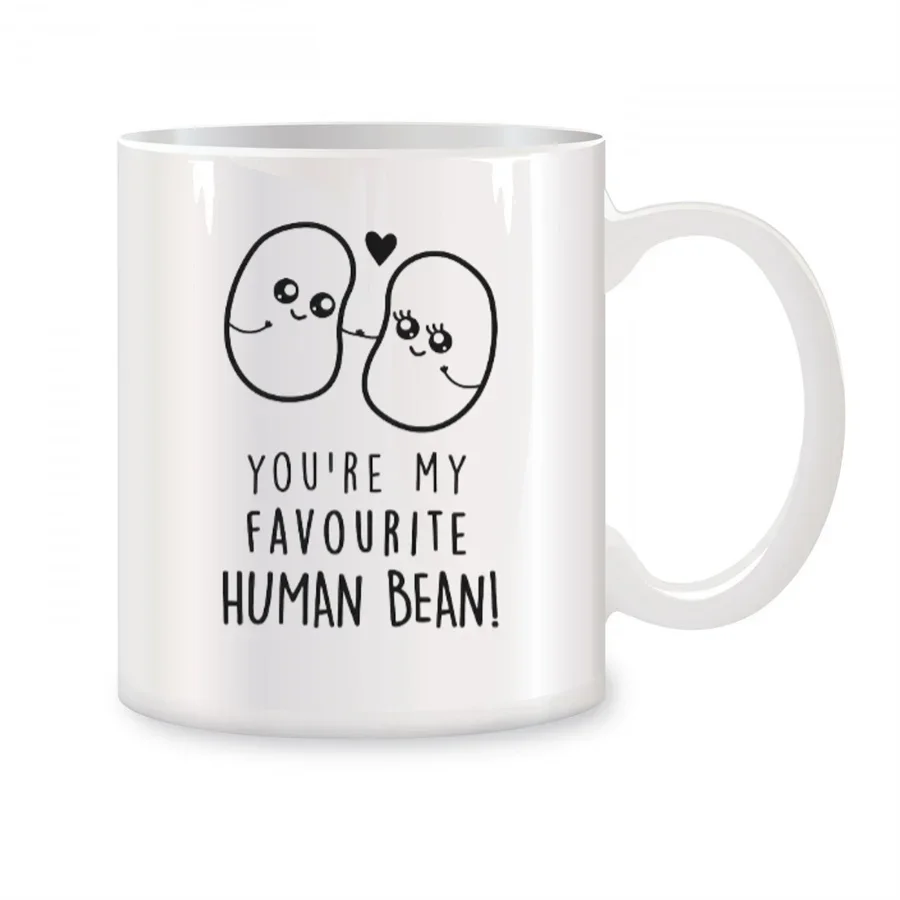 You're My Favourite Human Bean Mugs For Boyfriend Him Her Birthday Gifts Novelty Coffee Ceramic Tea Cups White 11 oz