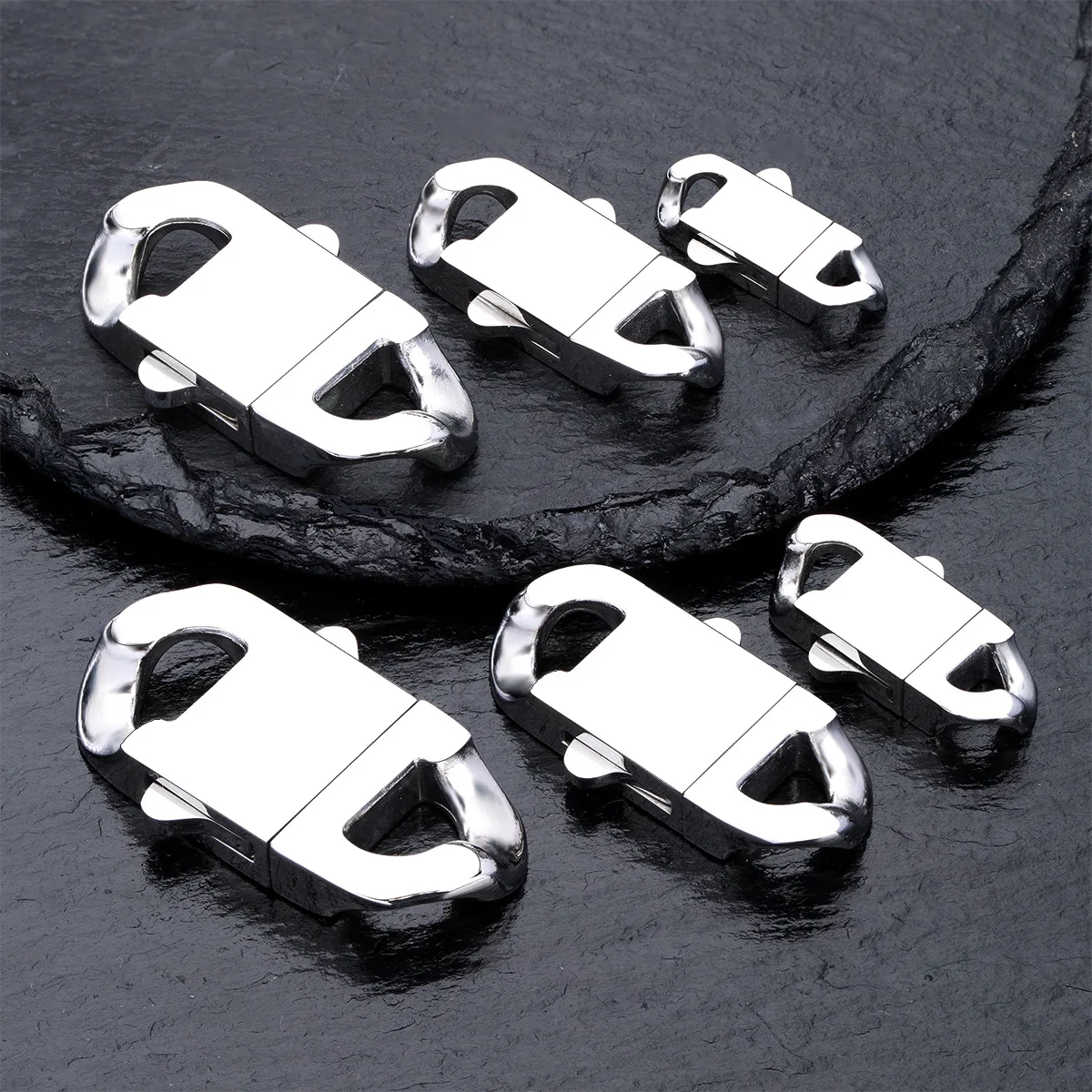DIY Jewelry Stainless Steel Cuban Chain Snap Clasp Rectangular Insert Buckle Titanium Steel Bracelet Necklace Connector Findings
