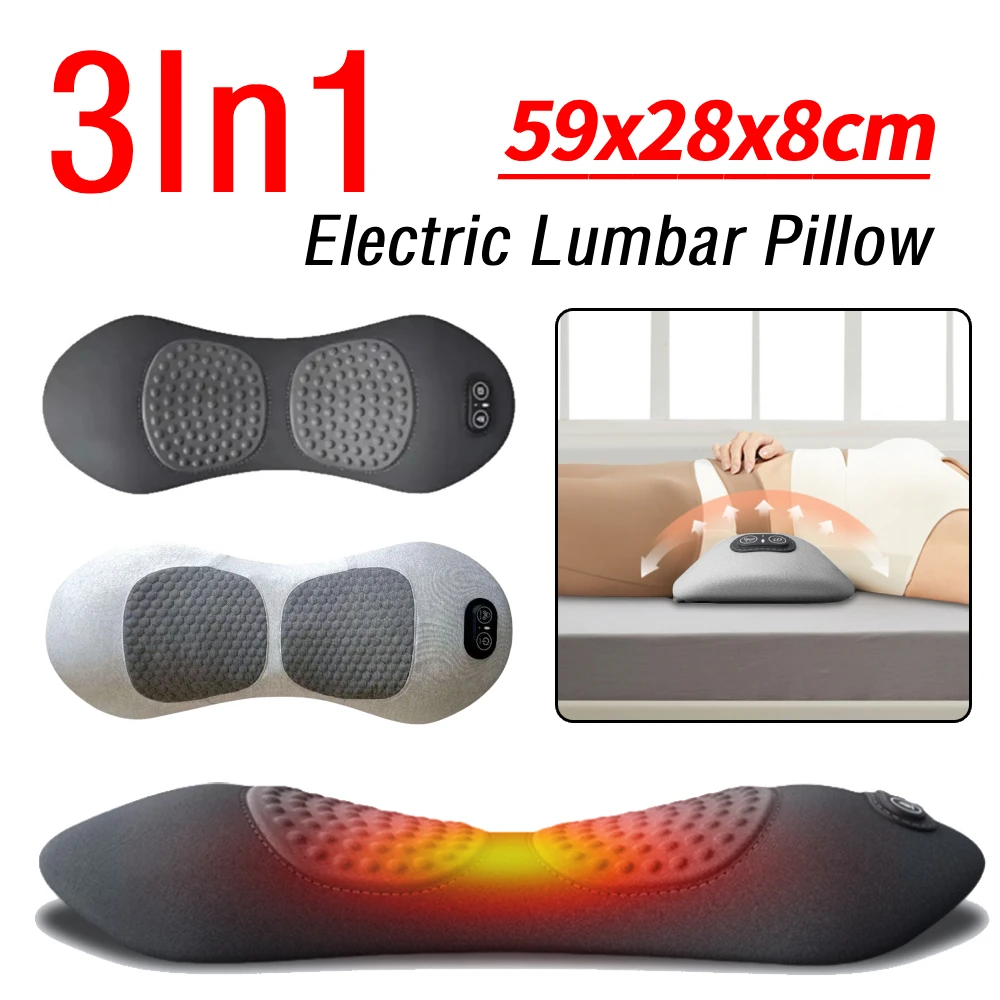 

Электрическая подушка для поясницы 3-в-1 с регулируемой высотой, подушка для поддержки спины с подогревом, подушка для поясницы с функцией нагрева