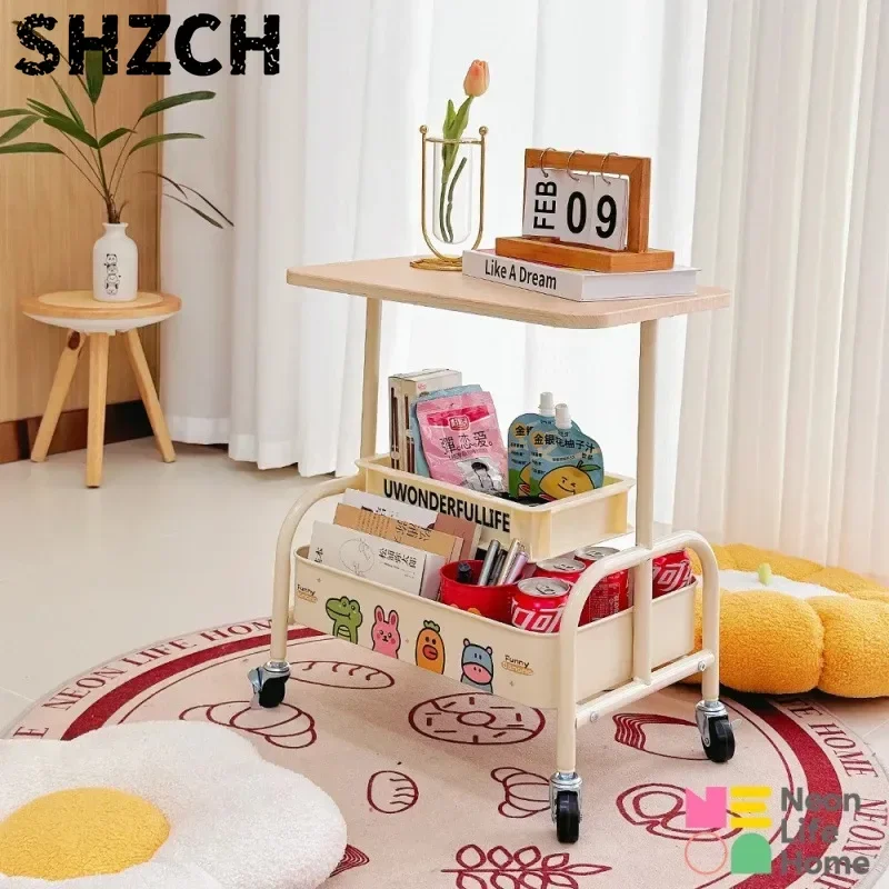 Removable Bedside Table Coffee Table Cream Wind Edge Table, Household Storage Cart, Small Table Living Room Sofa Side Cabinet