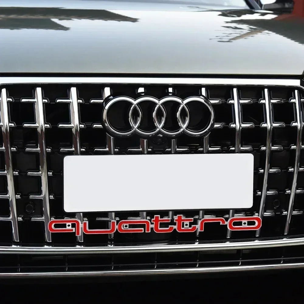 Image of 3D ABS Quattro Auto Frontgrill-Emblem Zubehör für Audi Sline A3 A1 A4 B8 B7 A6 C7 A5 A7 A8 B9 B6 C6 Q2 Q3 Q5 Q7 Q8 TT S3 S5
