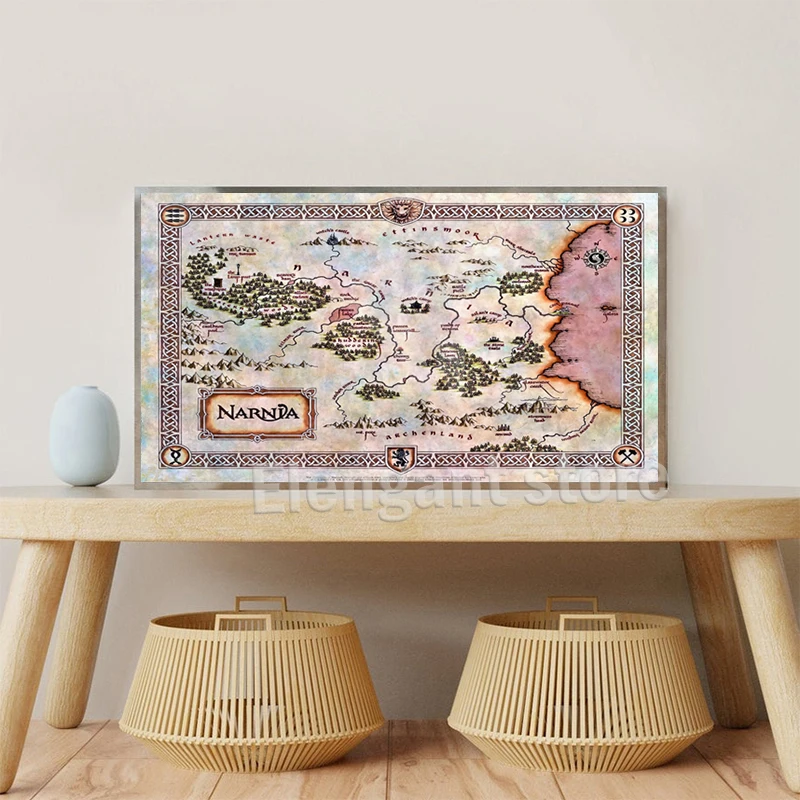 Chronicles of Narnia Map Art Prints Fantasy Poster A Map of Narnia and the Surrounding Countries Canvas Painting Home Decor