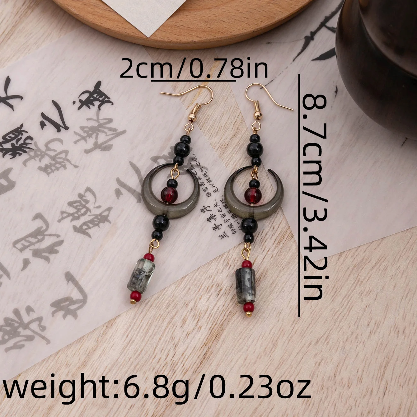 New Ethnic Style Black Moon Bamboo Drops Earrings for Female Long Delicate Tassel Dangle Chinese Style Jewelry Party Gift 2024