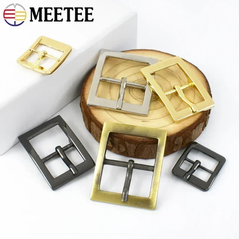 Meetee 5/10Pcs Metal Pin Buckle 16/19/25/32/38mm Bag Strap Clasp Webbing Adjuster Hook Belt Buckles DIY Hardware Accessories