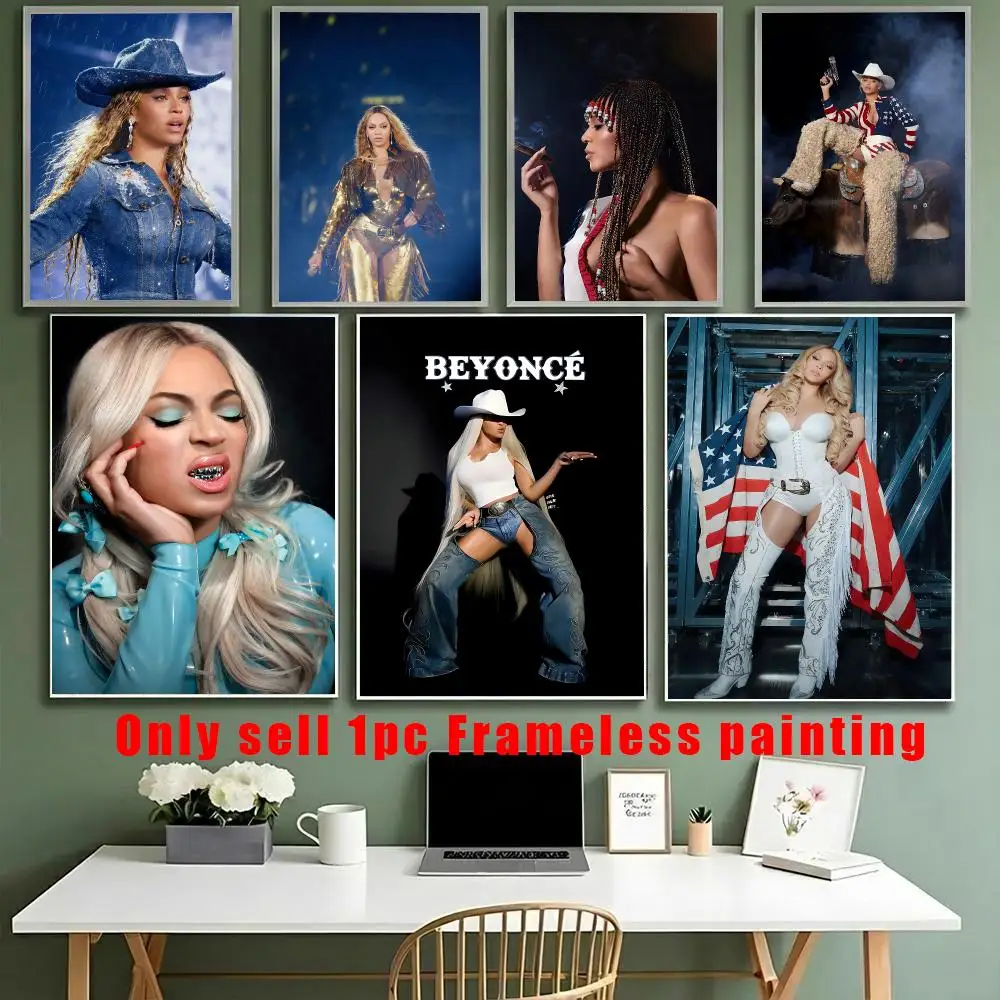 B-beyonce Singer Rock Poster HD Sticky Waterproof Art , Aesthetic Wall Decoration For Living Room Bedroom Bar Home