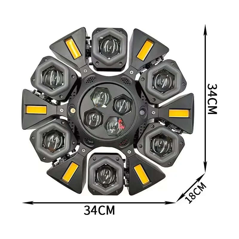 160W Alien No.6 6 Arm UFO Stage Light Red/Green Laser Gold Strobe Light RGBW CREE LED DMX512 Bar Club Wedding Live