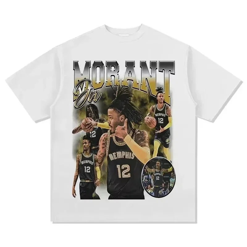 جا مورانت ممفيس وصول جديد قصير الأكمام تي شيرت القطن طاقم الرقبة الصيف القطن المحملة للرجال والأطفال عشاق كرة السلة