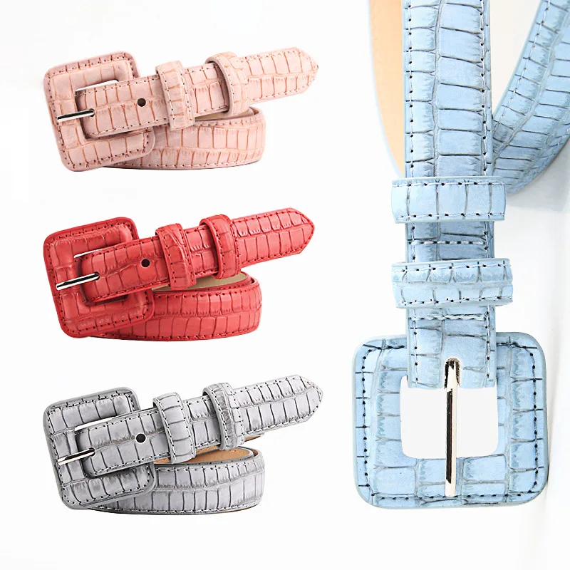 

New Candy-colored Stone Pattern Belt for Women Decorative Jeans Dresses Jacket Accessories Summer Trend Luxury Belt