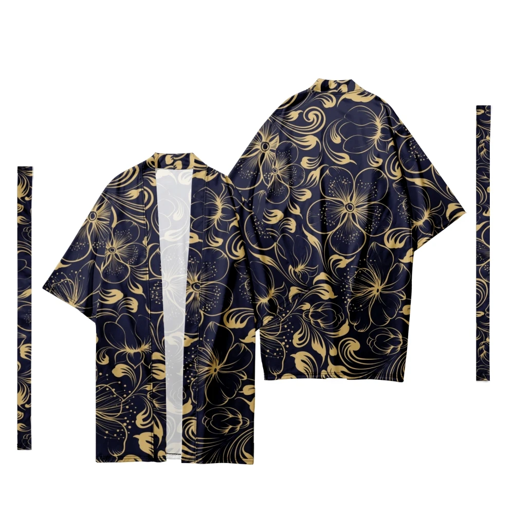 

Men's Japanese Sakura Pattern Long Kimono Cardigan Men's Samurai Costume Kimono Traditional Kimono Shirt Yukata Jacket 6