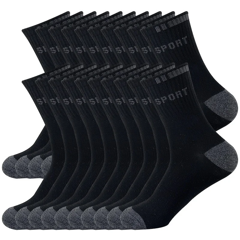 

20 pairs of round neck socks men's high tube autumn spring men's sports socks sports letter football socks running socks