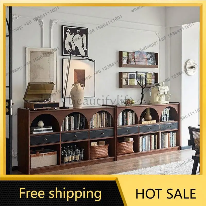 FG French retro solid wood living room TV storage display cabinet