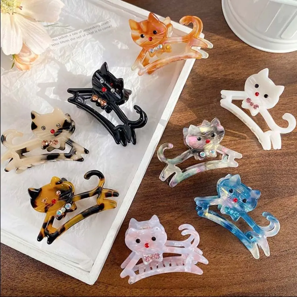 Fashion Acetic Acid Acetate Cat Hair Claw Cartoon Headdress Rhinestone Hair Clip Hair Accessories Hollow Shark Clip Female