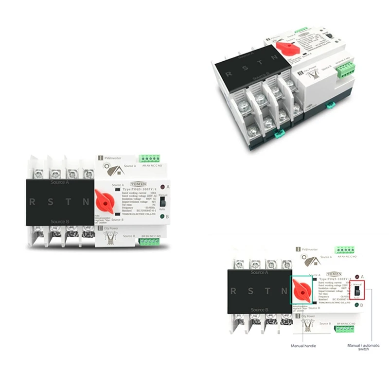 Din Rail 4P ATS Dual Power Automatic Transfer Switch Electrical Selector Switches Uninterrupted Power