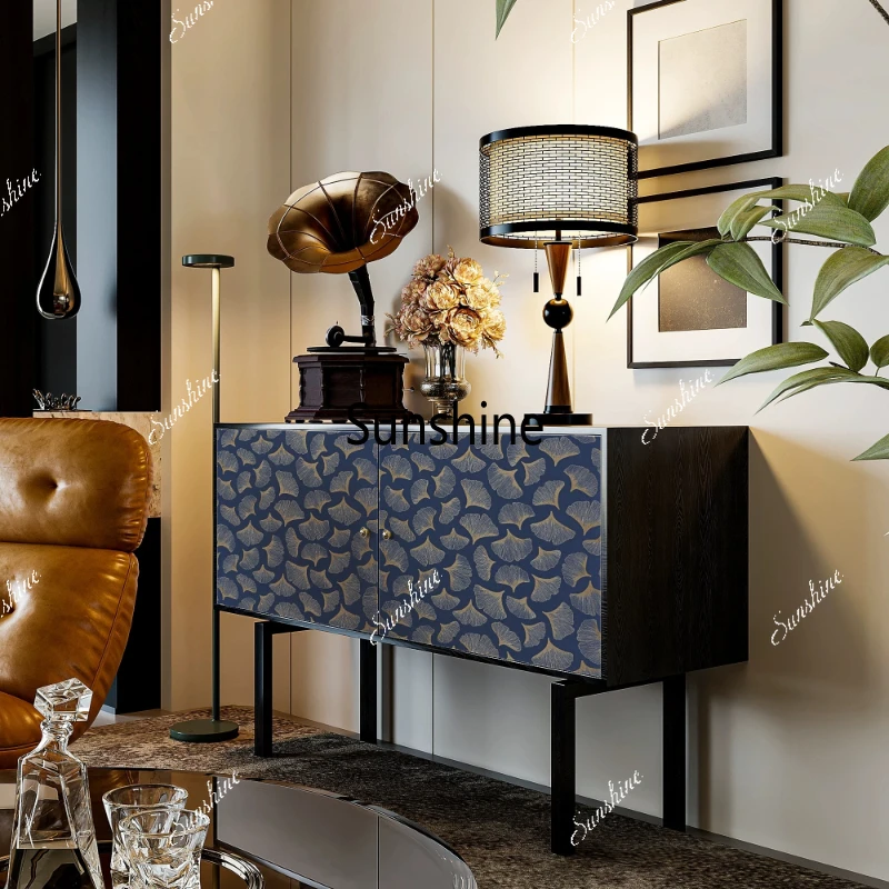 

American retro solid wood dining side living room storage side cabinet