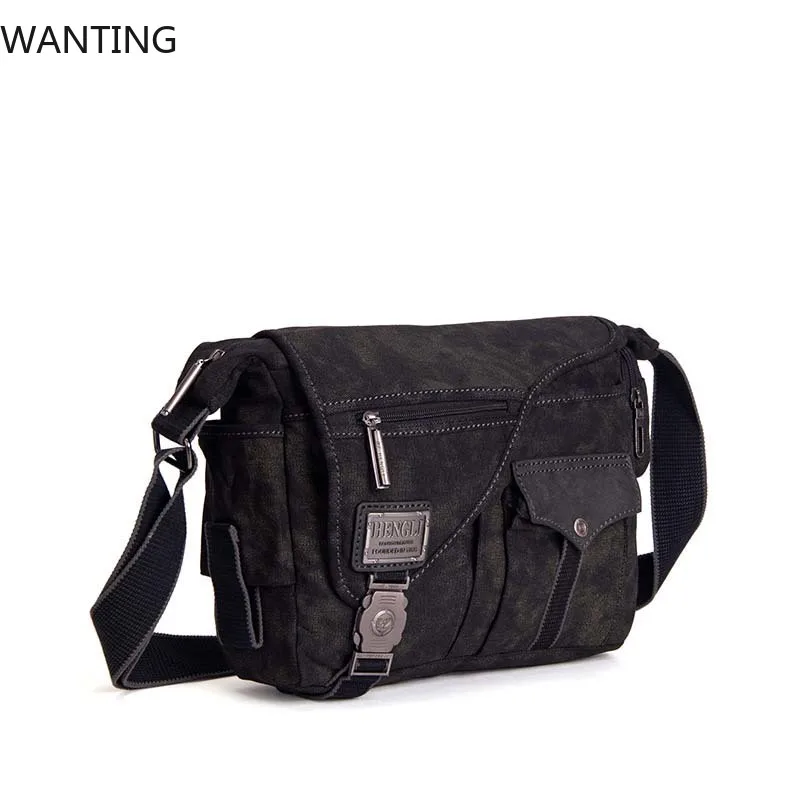 الرجال قماش متعددة الوظائف حقيبة كروسبودي حقائب اليد الرجعية ملابس السفر المقاومة حقائب كتف متنقلة الترفيه حزمة بولسا #4