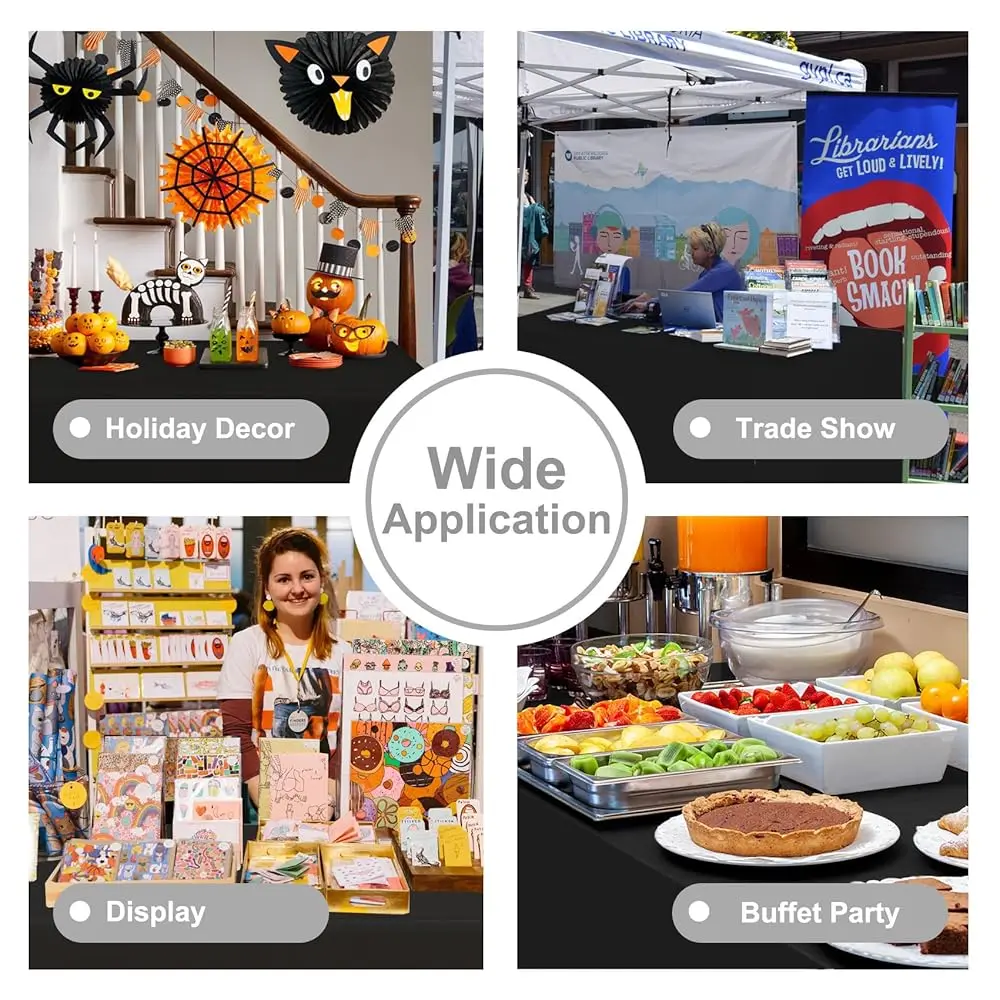 Bla Fitted Tablecloth, 2 Pa Table Clothes For 4 Ft Rec Table, (48X24 H) Polyester Fabric Table Cover For Trade Craft Show,