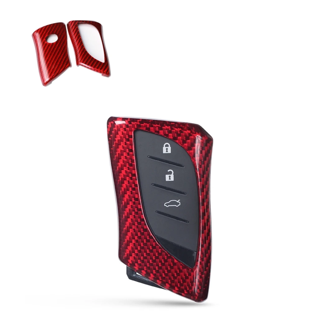 New！Key Fob Case Cover For Lexus ES 200 250 300h 350 F Sport Auto Remote Smart Red/Black Real Carbon Fiber Shell Cap