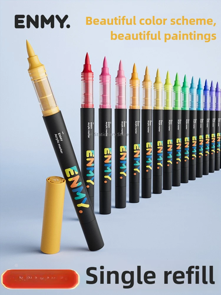 1 PC ENMY 80 Colors Direct Acrylic Paint Markers Soft Tip Blendable Non-Transparent Water-Based Art Markers School Supplies
