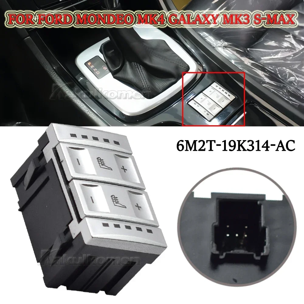 For Ford Mondeo MK4 S-MAX Galaxy MK 3 New Silver & Black Seat Heating Button Control Switch BS7T19K314AB 6M2T19K314AC