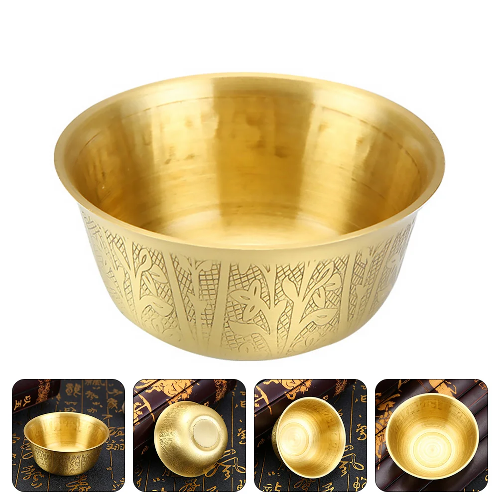 Bowl Offering Gold Decorative Bowl Tibetan Bowls Meditation Copper Temple God Holy Brass Altar Yogaashtray Old Churchritual