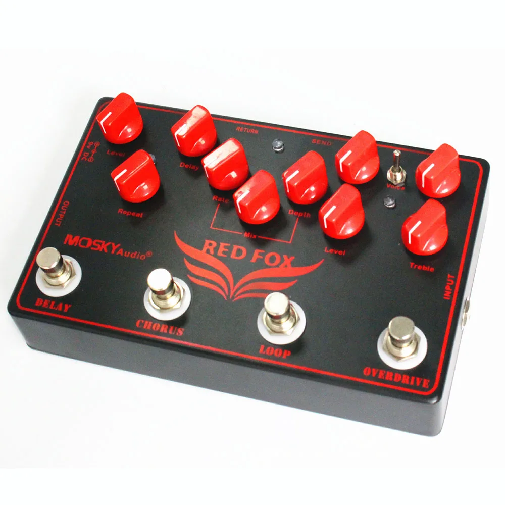 Mosky Red Fox Overdrive Pedal Reverb Loop Station Musical Instruments Bass Pedal Clip Accessory Guitar Parts Effector 4-in-1