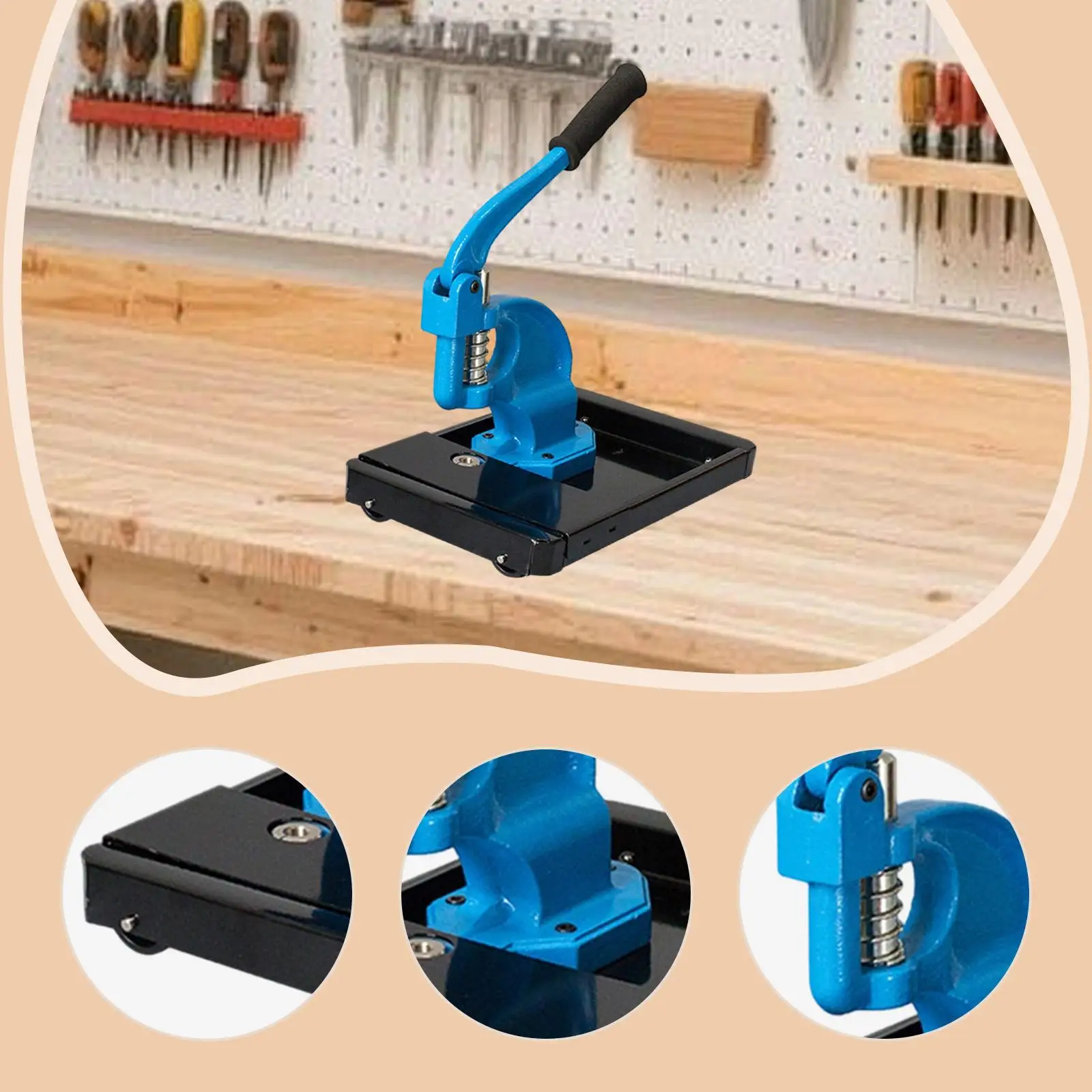 

Steel Hand Press Grommet Punch Adjustable Eyelet Tool Tabletop Rivets for Fabric Banners and Bags