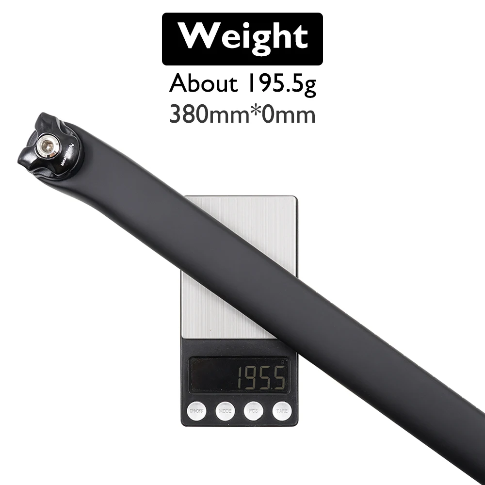 Tija de sillín de fibra de carbono S-W SL, compensación de 0MM, tija de sillín de carretera ultraligera, adecuada para tija de sillín ligera de bicicleta con marco SL8 de 300-380mm