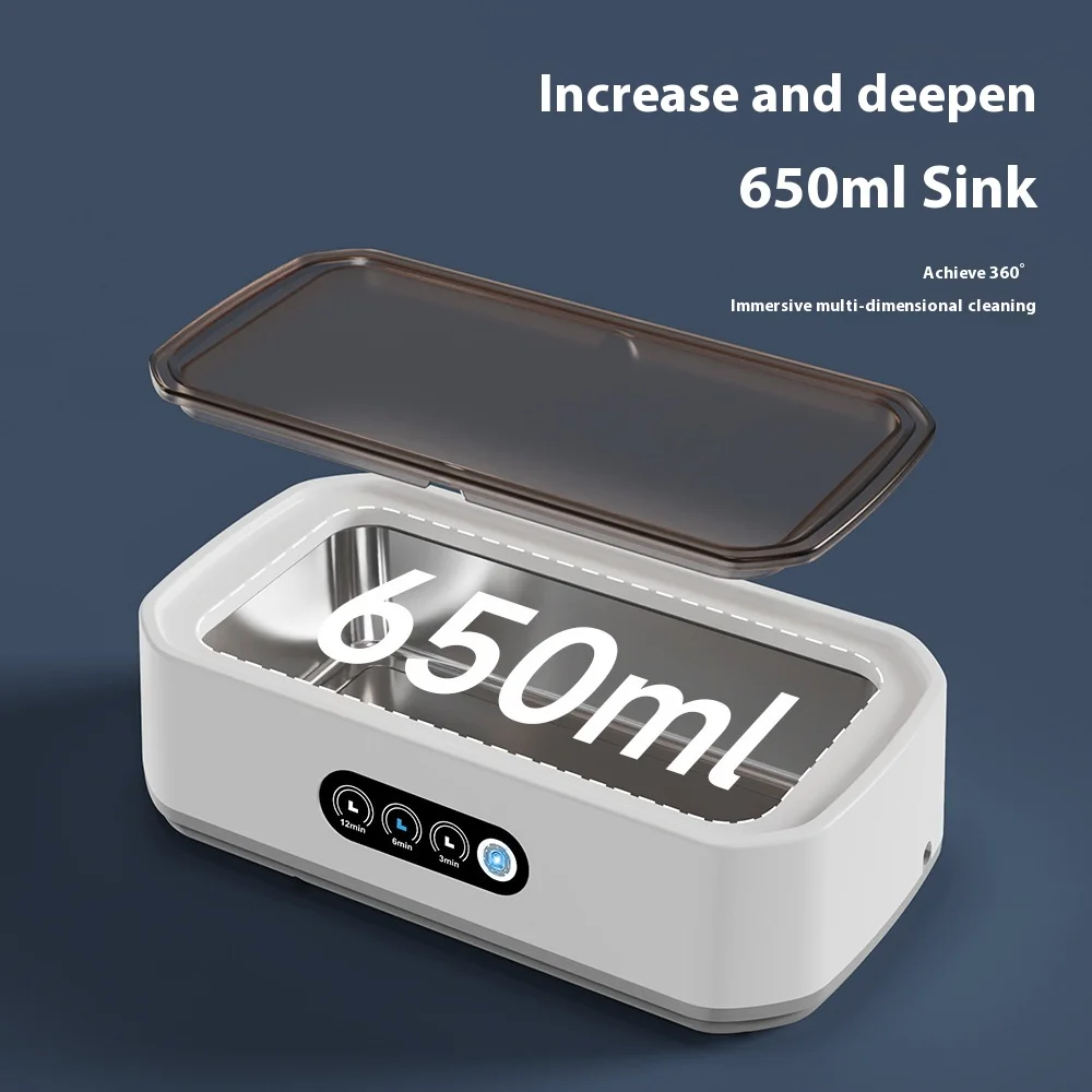 Ultrasonic Cleaner Machine Eyeglass 650ml Mini High-frequency Vibration Cleaning For Glasses Jewelry Denture Pacifier