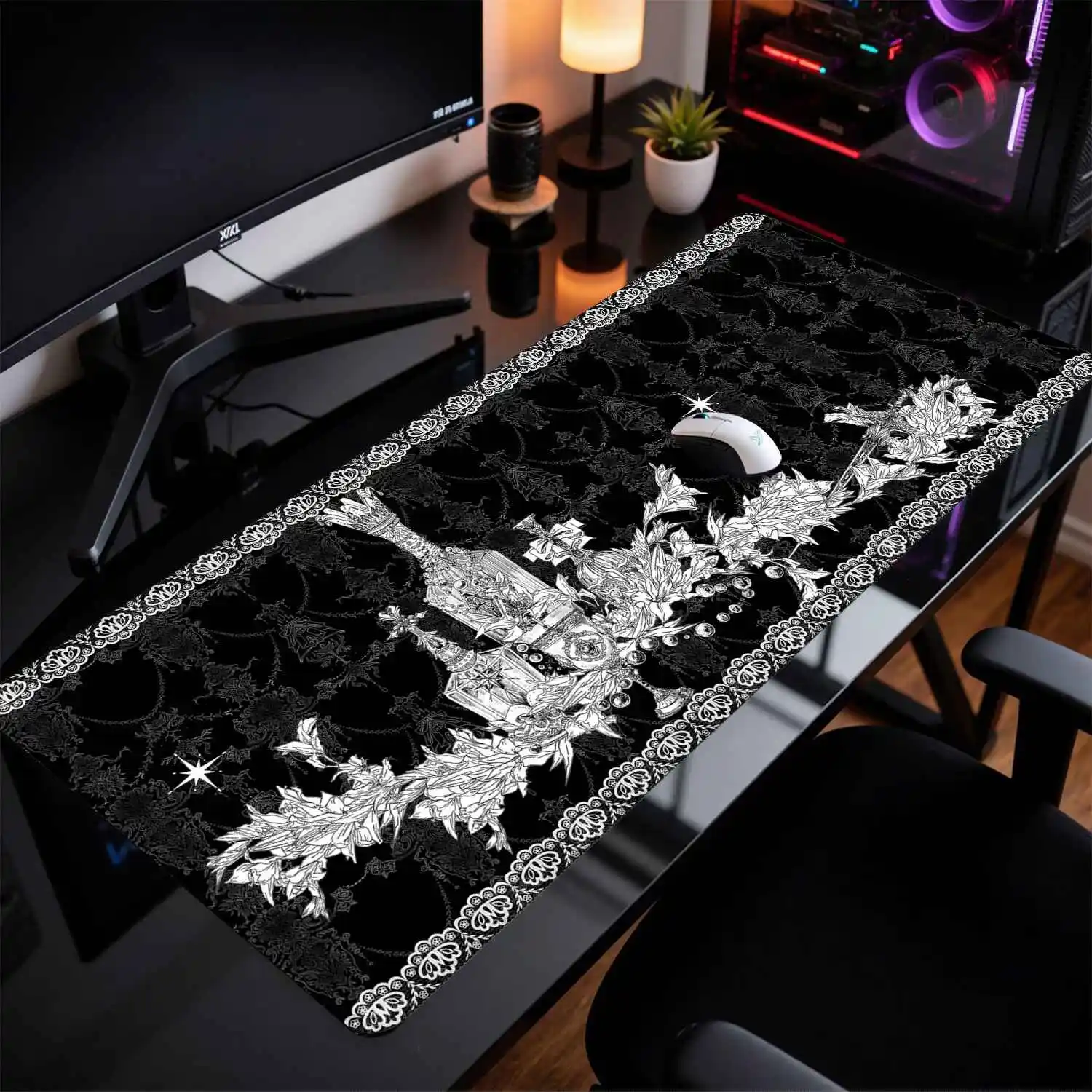 Divine Realm Gothic Building Mouse Pad Extra Large Dark Black Pad E-sports Games Keyboard Pad Computer Rubber Anti Slip Desk Mat view 4